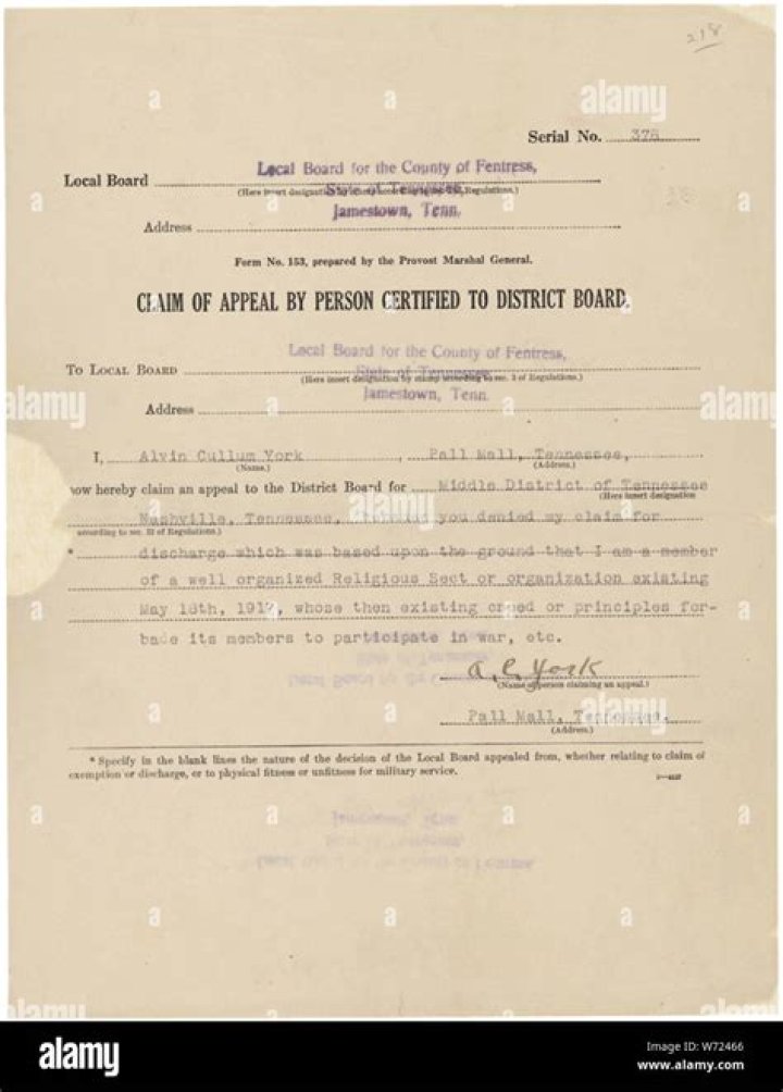 Alvin York Conscientious Objector Claim
