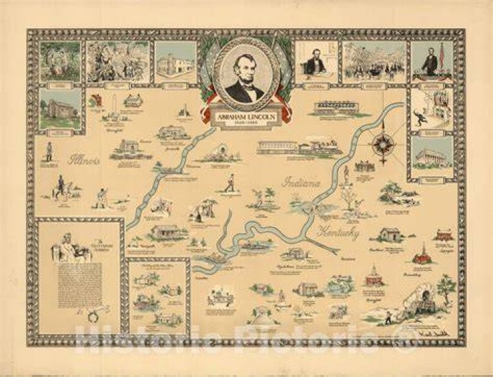 Illustrated Map Of Abraham Lincoln's Funeral