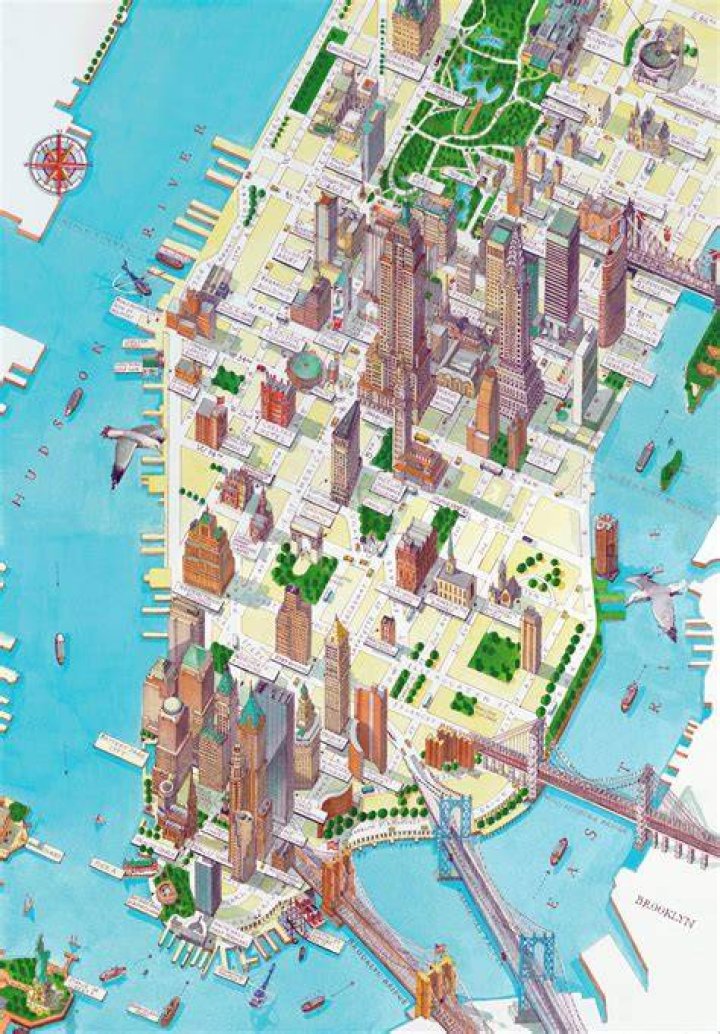 Illustrated Panoramic Map Of New York