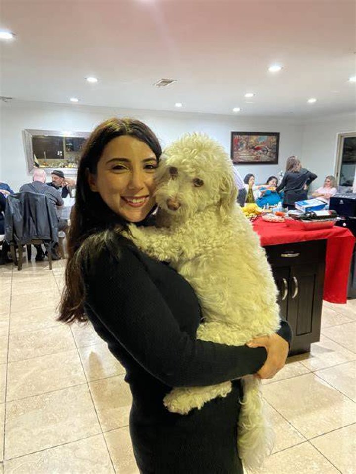 Julia Marino with her pet dogs