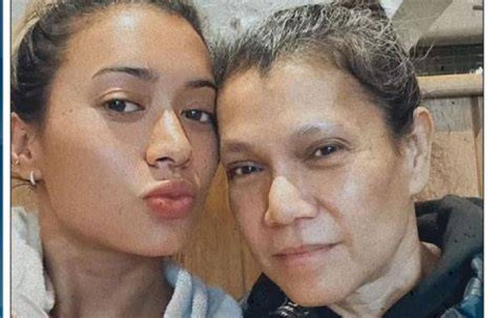 Kaz Crossley with her mother