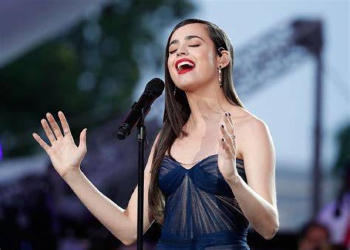 Sofia Carson Singing in Los Angeles on the Jingle Ball Encore Stage