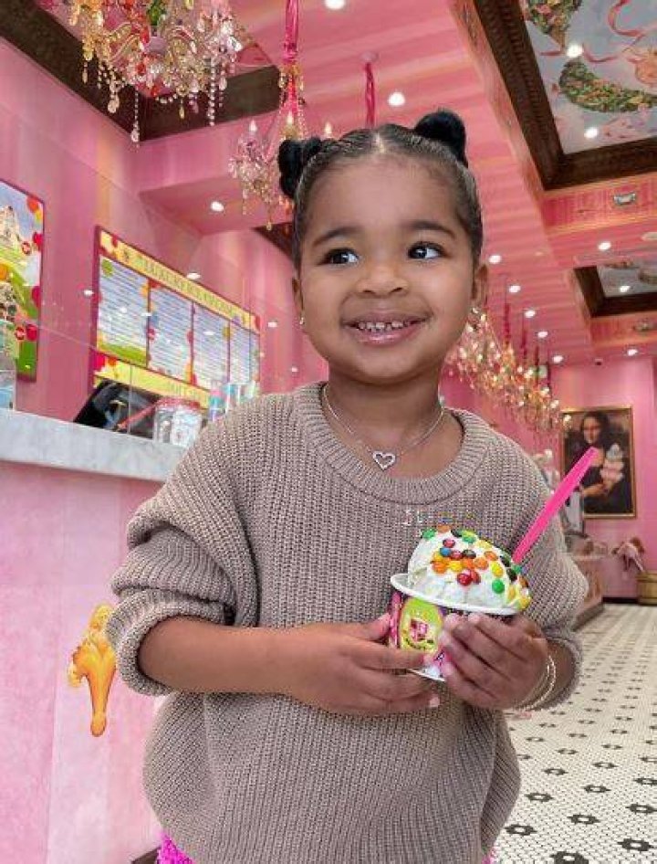True Thompson birthday ice cream cart pink